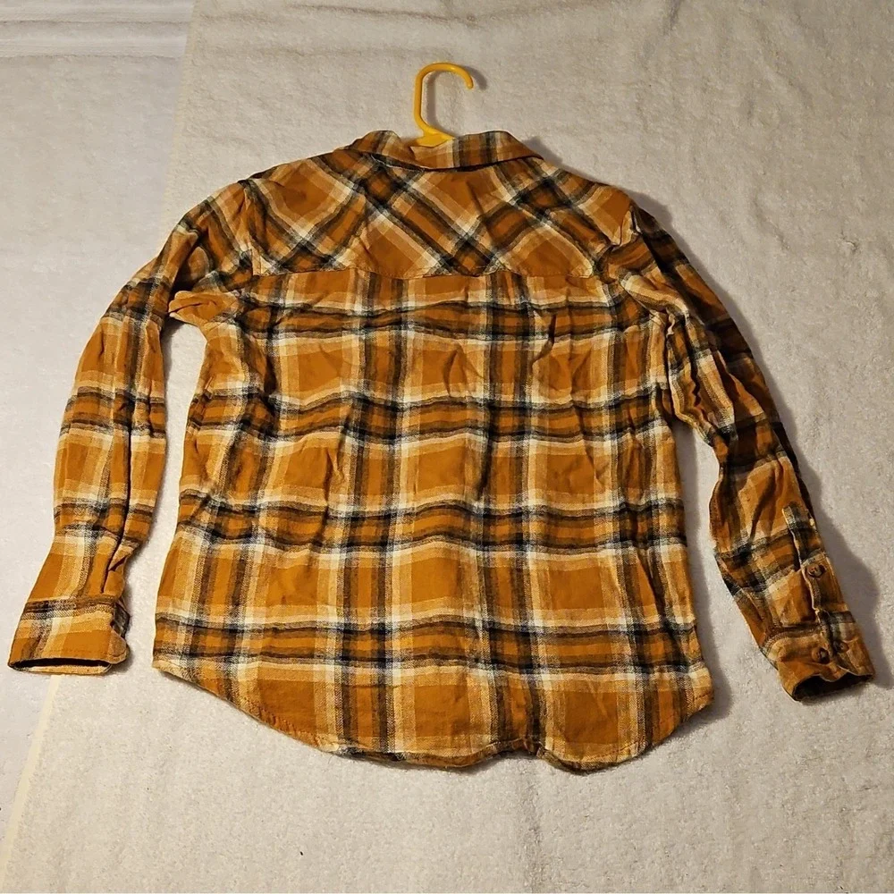 Distortion Boys 10/12 Brown Black White Plaid Long Sleeve Collared Button-Up